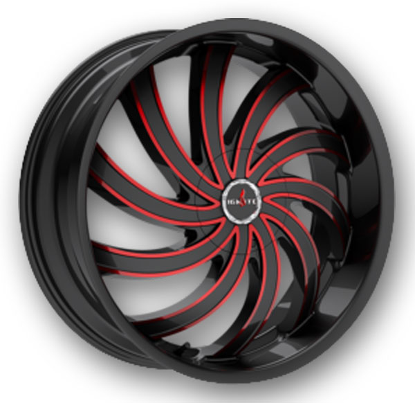 Ignite Wheels Flame 20x8.5 Gloss Black Candy Red Milled 5X114.3/5X120 +35mm 74.1mm