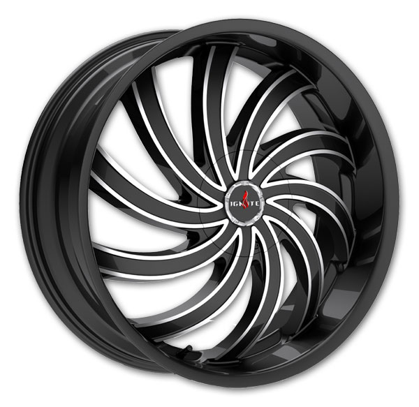 Ignite Wheels Flame 24x9.5 Gloss Black Milled 5X115/5X120 +15mm 74.1mm
