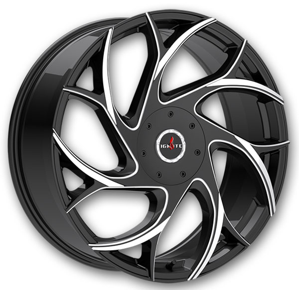 Ignite Wheels Inferno 24x8.5 Gloss Black Milled Tips 5X112/5X115 +35mm 74.1mm