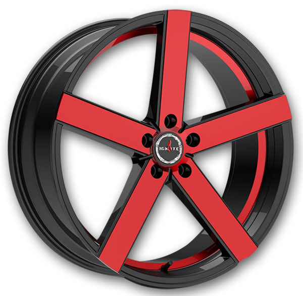 Ignite Wheels Spark 22x8.5 Gloss Black Candy Red Machine 5x112 +35mm 66.6mm