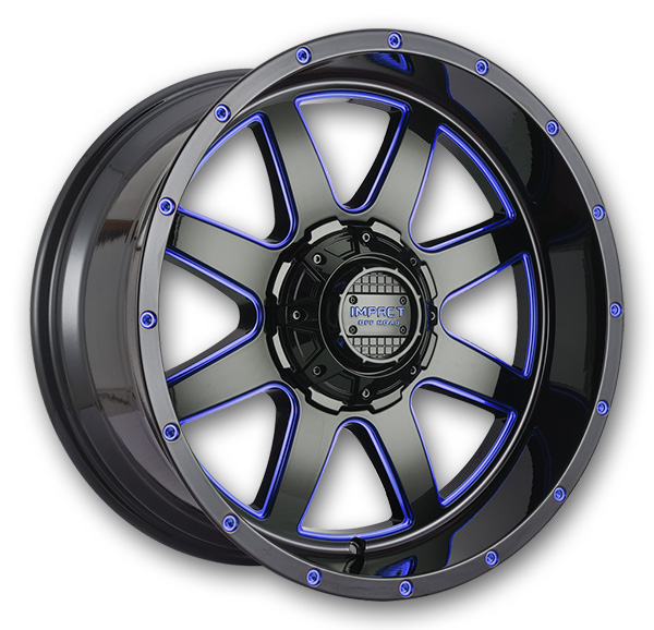 Impact Off-Road Wheels 804 20x12 Gloss Black/Blue Milled 5x139.7/5x127 -44mm 87.1mm