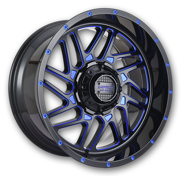 Impact Off-Road Wheels 808 20x10 Gloss Black/Blue Milled 6x139.7/6x135 -12mm 106.1mm