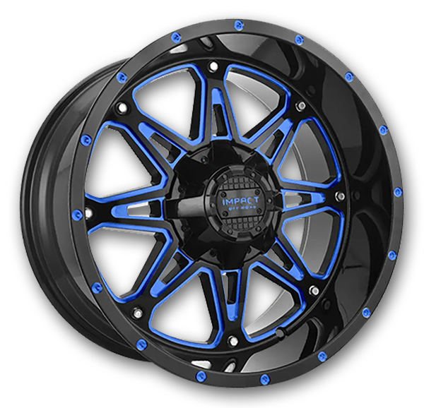 Impact Off-Road Wheels 810 17x9 Gloss Black/Blue Milled 5x139.7/5x127 -12mm 87.1mm