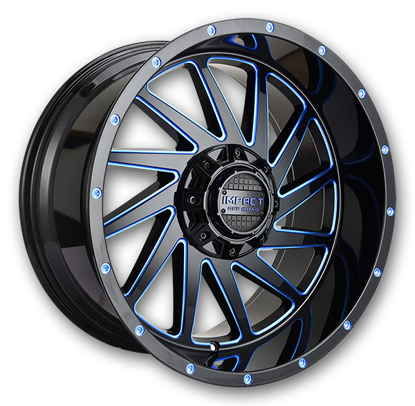 Impact Off-Road Wheels 811 17x9 Gloss Black/Blue Milled 5x139.7/5x127 -12mm 87.1mm