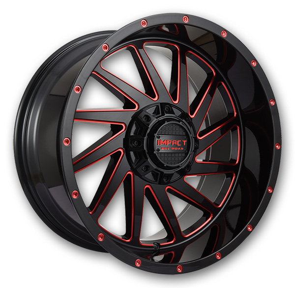 Impact Off-Road Wheels 811 17x9 Gloss Black/Red Milled 6x139.7/6x135 0mm 106.1mm