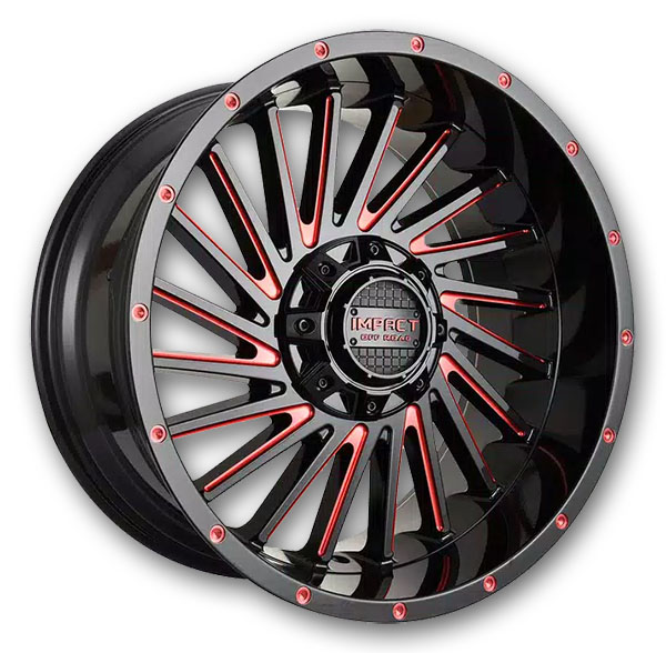 Impact Off-Road Wheels 812 20x10 Gloss Black/Red Milled 5x139.7/5x127 -12mm 87.1mm