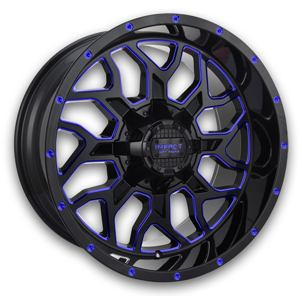 Impact Off-Road Wheels 813 20x10 Gloss Black/Blue Milled 6x139.7/6x135 -12mm 106.1mm