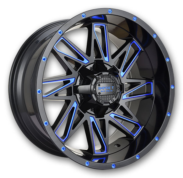 Impact Off-Road Wheels 814 17x9 Gloss Black/Blue Milled 5x139.7/5x127 -12mm 87.1mm
