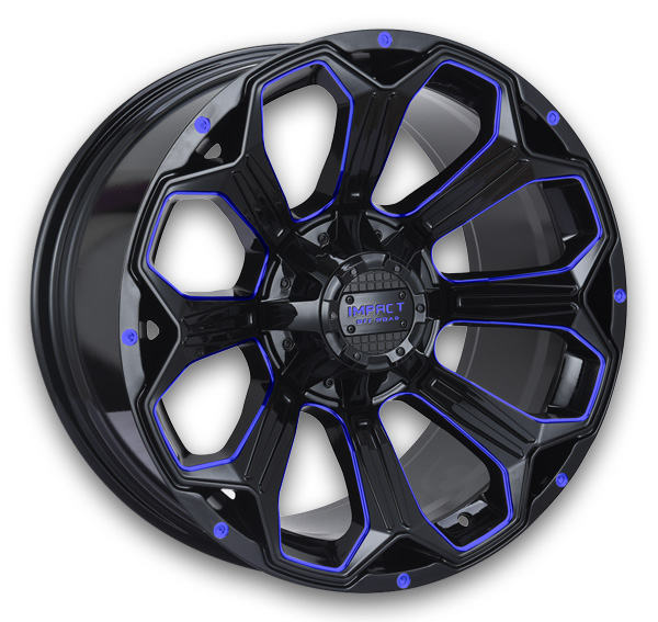 Impact Off-Road Wheels 817 22x10 Gloss Black/Blue Milled 6x139.7/6x135 -12mm 106.1mm