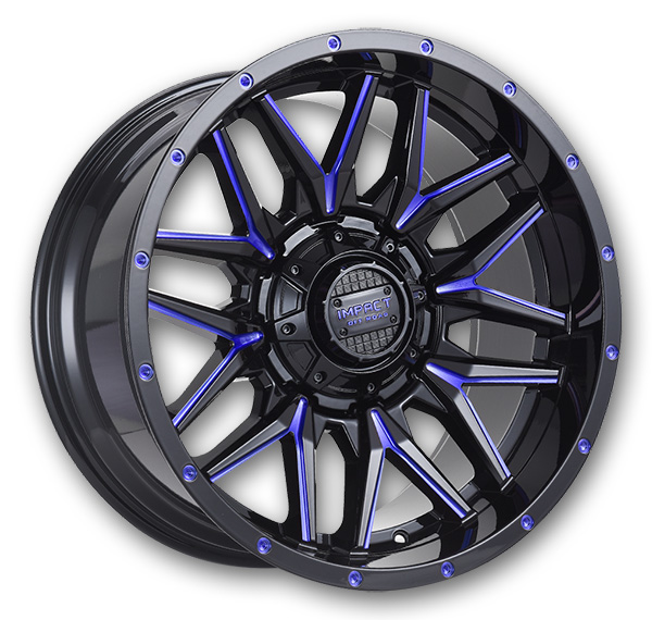 Impact Off-Road Wheels 819 20x10 Gloss Black/Blue Milled 5x139.7/5x127 -12mm 87.1mm
