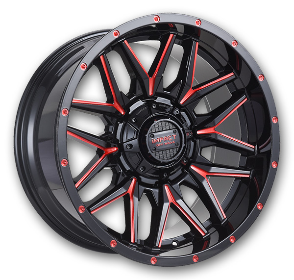 Impact Off-Road Wheels 819 18x9 Gloss Black/Red Milled 5x139.7/5x127 -12mm 87.1mm