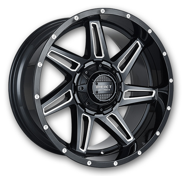 Impact Off-Road Wheels 820 20x10 Gloss Black/Milling Windows 5x139.7/5x127 -12mm 87.1mm