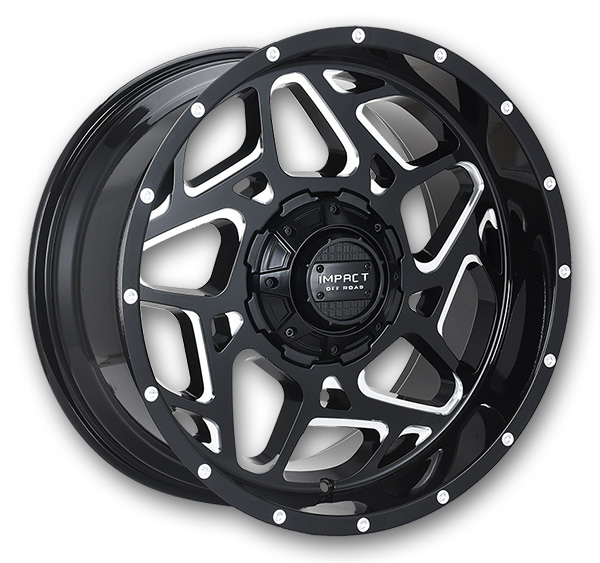 Impact Off-Road Wheels 822 22x12 Gloss Black/Milling Windows 5x139.7/5x150 -44mm 110.3mm