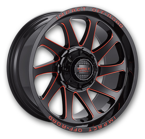 Impact Off-Road Wheels 825 20x10 Gloss Black/Red Milled 6x139.7/6x135 -12mm 106.1mm