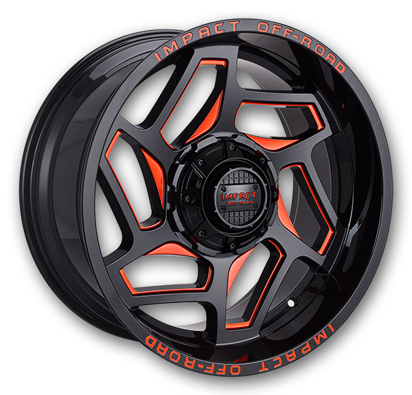 Impact Off-Road Wheels 826 20x10 Gloss Black/Red Milled 6x139.7/6x135 -12mm 106.1mm