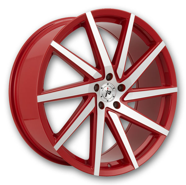Impact Racing Wheels 601 22x9 Red With Machine Face 5x114.3 +38mm 73.1mm
