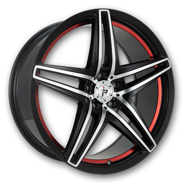 Impact Racing Wheels 604 22x9 Gloss Black Machine Face And Undercut With Red Clear Coat 5x114.3 +38mm 73.1mm