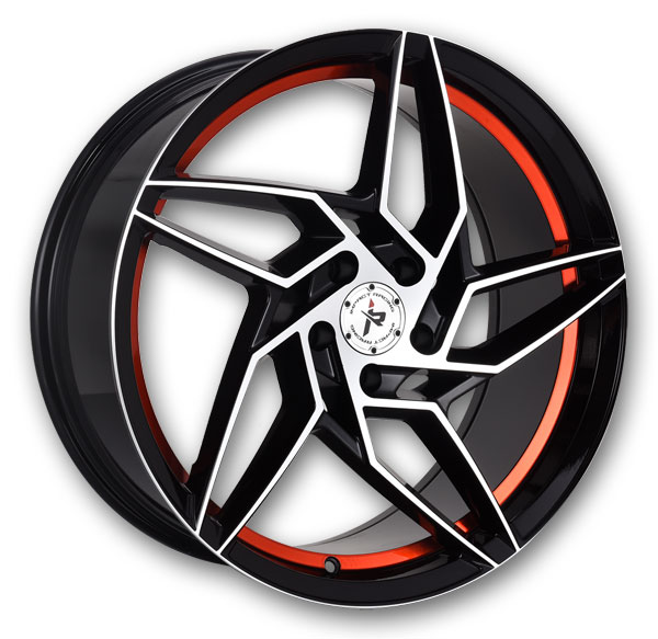 Impact Racing Wheels 605 22x9 Gloss Black Machine Face And Undercut With Red Clear Coat 5x114.3 +38mm 73.1mm