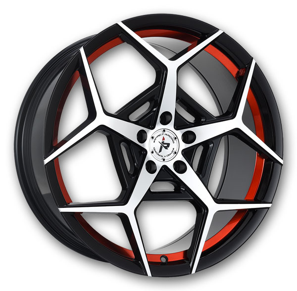 Impact Racing Wheels 607 20x8.5 Gloss Black Machine Face And Undercut With Red Clear Coat 5x114.3 +35mm 73.1mm