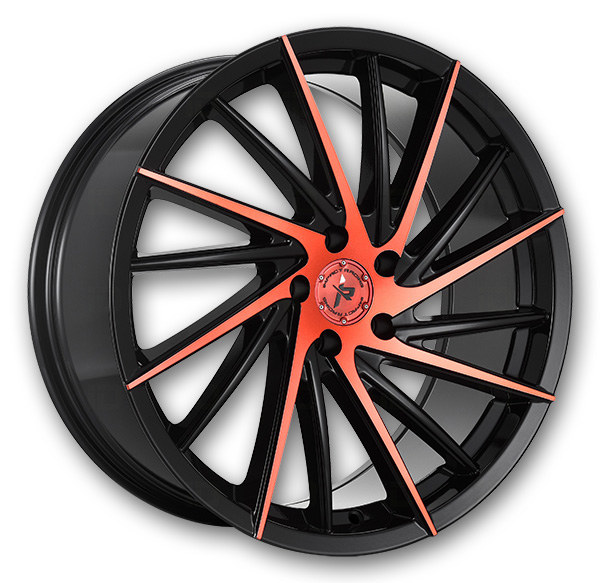 Impact Racing Wheels 608 22x9 Gloss Black Machine Face And Undercut With Red Clear Coat 5x114.3 +38mm 73.1mm