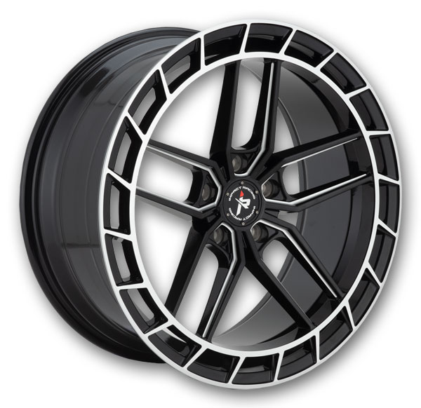 Impact Racing Wheels 611 20x9 Gloss Black Milled Machined Lip 5x114.3 +35mm 73.1mm