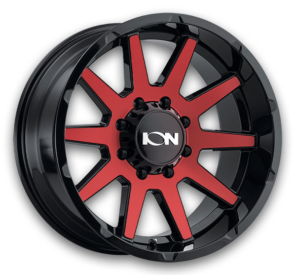 Ion Wheels 143 17x9 Gloss Black/Red Machined 5x127 -12mm 71.5mm