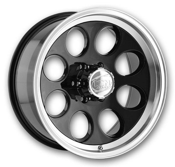 Ion Wheels 171 16x8 Black with Machined Lip 5x135 -5mm 87mm