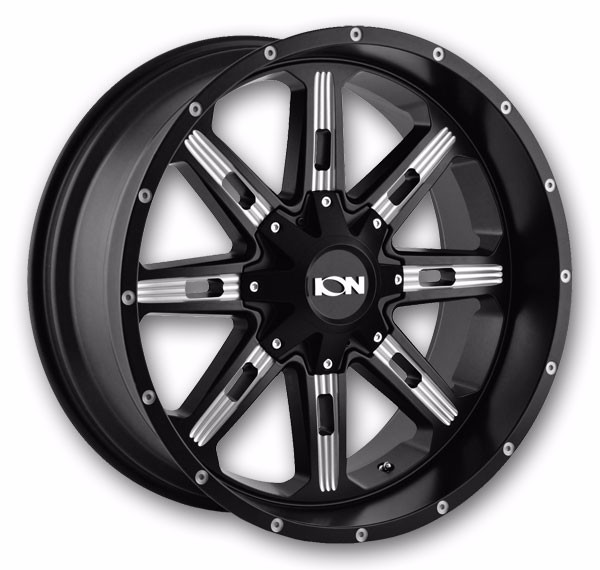 Ion Wheels 184 17x9 Satin Black with Milled Spokes 6x135/6x139.7 -12mm 106mm