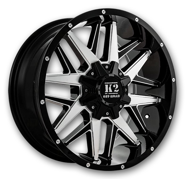K2 Off-Road Wheels K15 Mayhem 20x9 Gloss Black Milled Machined 6x135/6x139.7 +0mm 108mm