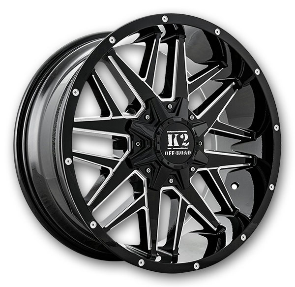 K2 Off-Road Wheels K15 Mayhem 20x9 Gloss Black Milled 6x135/6x139.7 +0mm 108mm