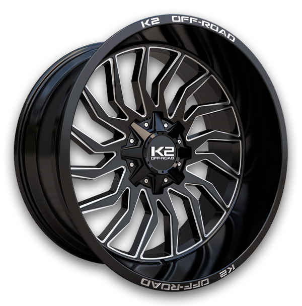 K2 Off-Road Wheels K21 Monarch 22x12 Gloss Black Milled 5x127/5x139.7 -44mm 78.1mm