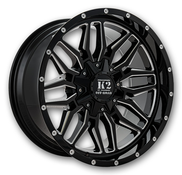K2 Off-Road Wheels K16 Rage 22x10 Gloss Black Milled 5x139.7/5x150 -12mm 110.3mm