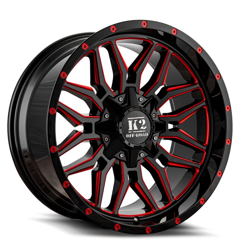 K2 Off-Road Wheels K16 Rage 20x9 Gloss Black Red Milled 5x127/5x139.7 +0mm 78.1mm