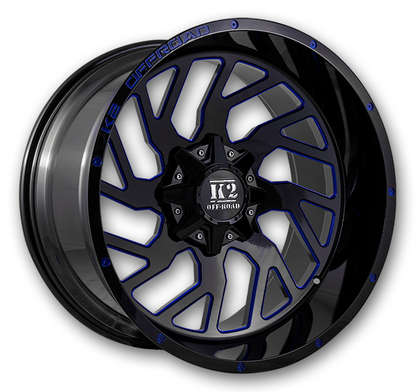 K2 Off-Road Wheels K12 Shockwave 20x10 Gloss Black Milled 5x139.7/5x150 -12mm 110.3mm