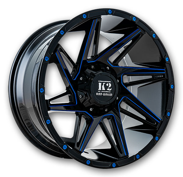 K2 Off-Road Wheels K09 Torque 20x10 Gloss Black Blue Milled 6x135/6x139.7 -12mm 108mm