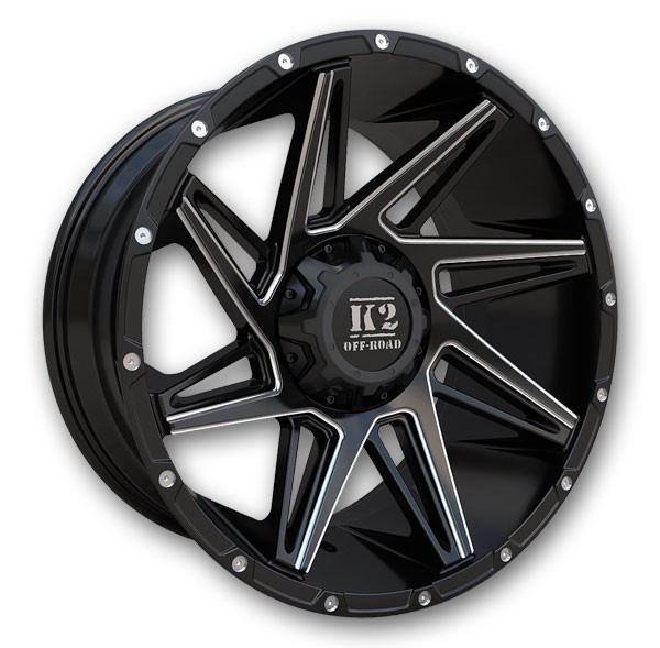 K2 Off-Road Wheels K09 Torque 20x10 Gloss Black Milled 5x114.3/5x127 -12mm 78.1mm