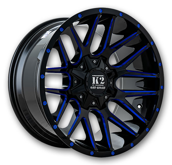 K2 Off-Road Wheels K18 Venom 20x10 Gloss Black Blue Milled 5x114.3/5x127 -12mm 78.1mm