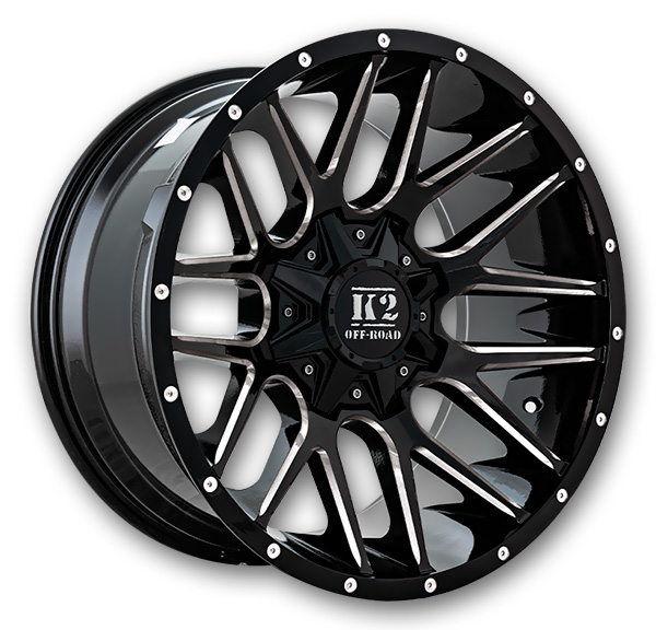 K2 Off-Road Wheels K18 Venom 20x10 Gloss Black Milled 6x135/6x139.7 -12mm 108mm