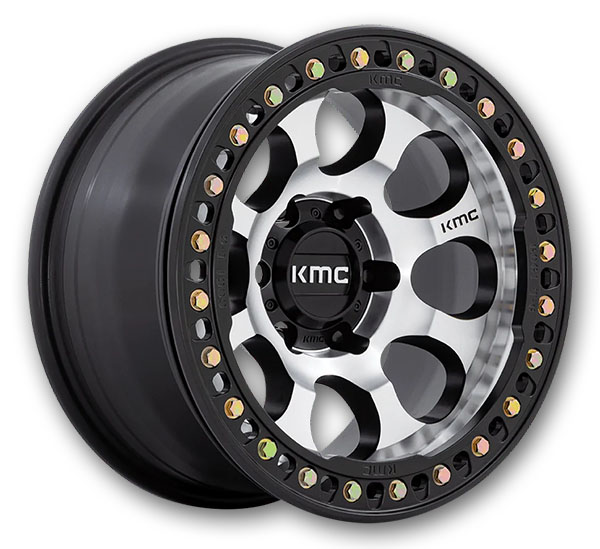 KMC Wheels Riot Beadlock 17x8.5 Machined Face Satin Black Windows & Ring 6x135 +0mm 87.1mm
