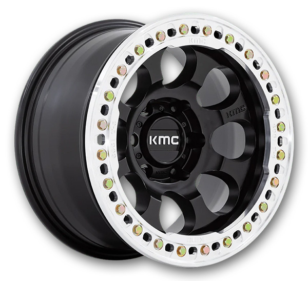 KMC Wheels Riot Beadlock 17x8.5 Satin Black With Machined Ring 6x135 +0mm 87.1mm