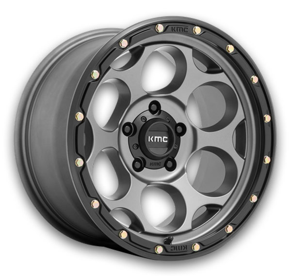 KMC Wheels Dirty Harry 18x8.5 Satin Gray with Black Lip 5x127 +18mm 71.5mm