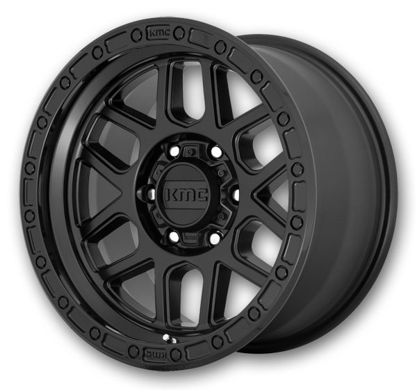 KMC Wheels Mesa 18x9 Satin Black with Gloss Black Lip 5x150 +25mm 110.1mm