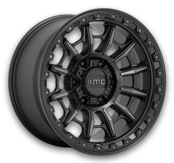 KMC Wheels Carnage 17x9 Satin Black with Gray Tint 6x139.7 -12mm 106.1mm