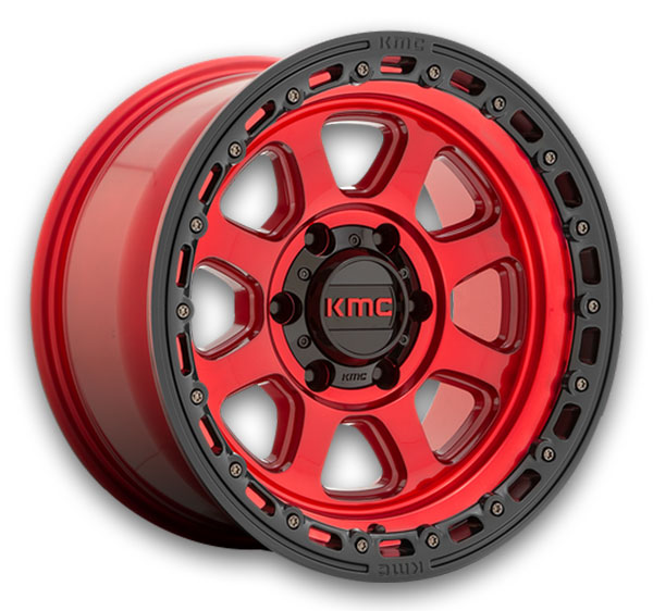 KMC Wheels Chase 20x9 Candy Red with Black Lip 6x139.7 +18mm 106.1mm