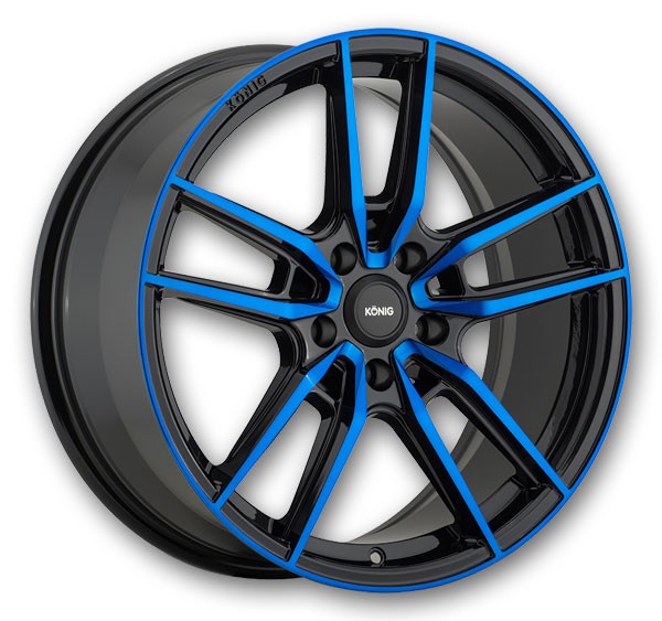 Konig Wheels Myth 18x8 Gloss Black w/ Blue Tinted Clearcoat 5x108 +43mm 73.1mm