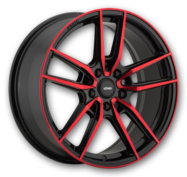 Konig Wheels Myth 18x8 Gloss Black with Red Tinted Clearcoat 5x100 +43mm 73.1mm