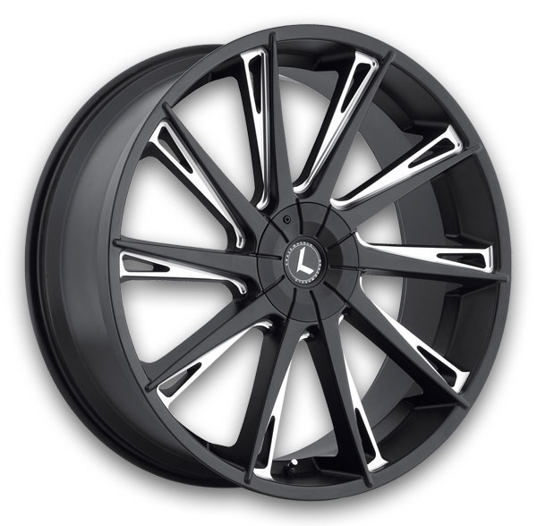 Kraze Wheels KR144 Swagg 24x9.5 Black/Milled 5x127/5x139.7 +18mm 87mm