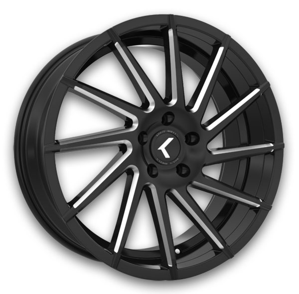Kraze Wheels KR181 Spinner 22x8.5 Black/Milled 5x114.3 +40mm 74.1mm