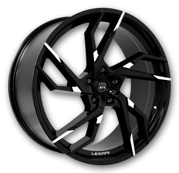 Lexani Wheels Alpha 20x8.5 Black and Machine Tip  +35mm 74.1mm