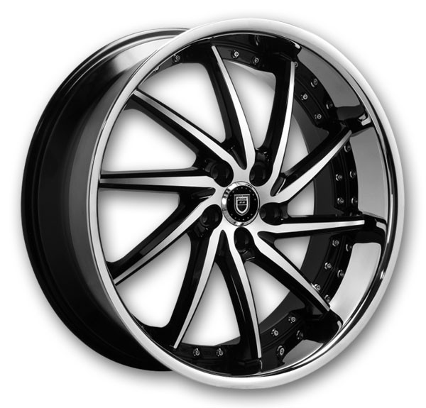 Lexani Wheels Artemis 22x10 Machined Face and Black Accents with SS Chrome Lip  +15mm 74.1mm